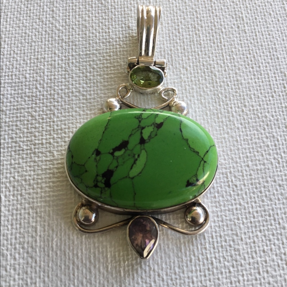 Faux Turquoise Sterling Silver Pendant